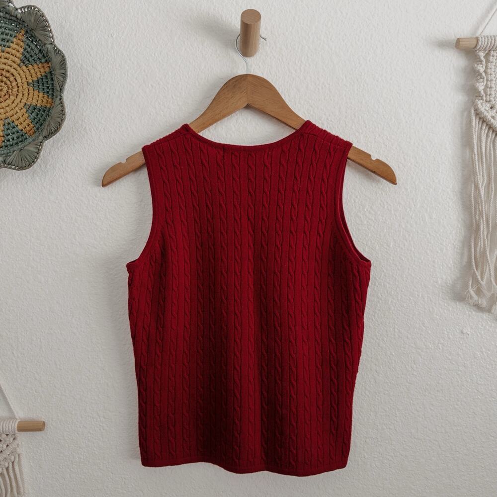 Valerie Stevens Petites 100% Extra Fine Merino Wool Maroon Red Sleeveless Top PS